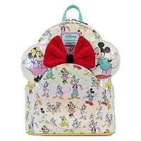 Loungefly Disney100 Mickey and Friends All Over Print Iridescent With Ear Headband Double Strap Shoulder Bag