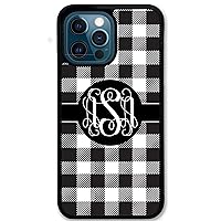 iPhone 12, Phone Case Compatible with iPhone 12 [6.1 inch] Black White Buffalo Plaid Check Monogrammed Personalized IP12
