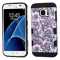 MyBat Cell Phone Case for Samsung G930 - Retail Packaging - Purple European Flowers/Black