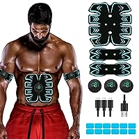 SPORTLIMIT Abs Stimulator, USB Rechargeable Portable Fitness Workout Equipment with 10pcs Free Gel Pads for Men Woman, The Latest Model 6 Modes, 19 Levels of Intensity