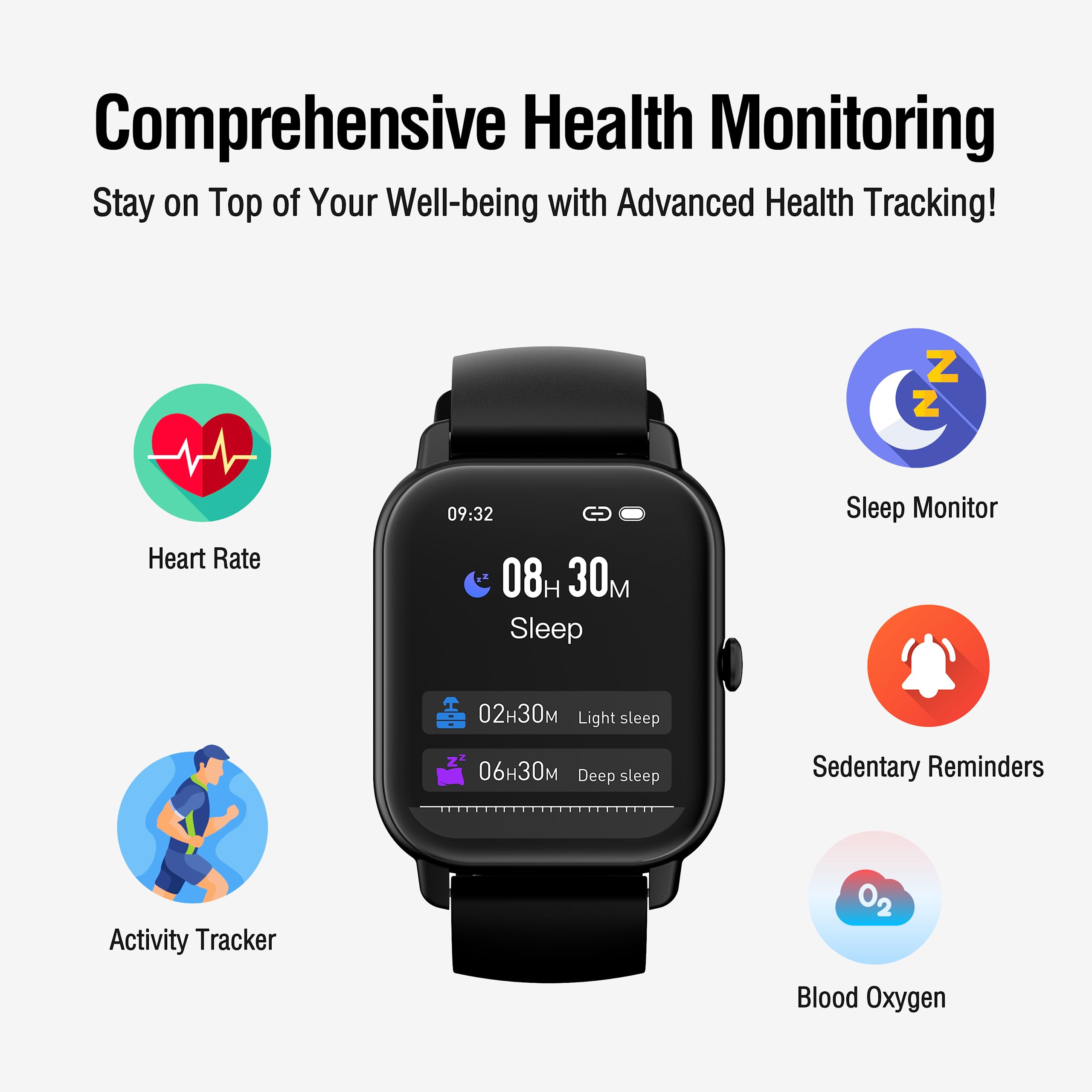 Smart Watch Answer/Make Calls, 1.85” HD Fitness Tracker Watch Heart Rate Sleep Monitor, Activity Tracker Smartwatch Pedometer, 112 Sports Modes, IP68 Waterproof Smart Watches for Men Women Android IOS