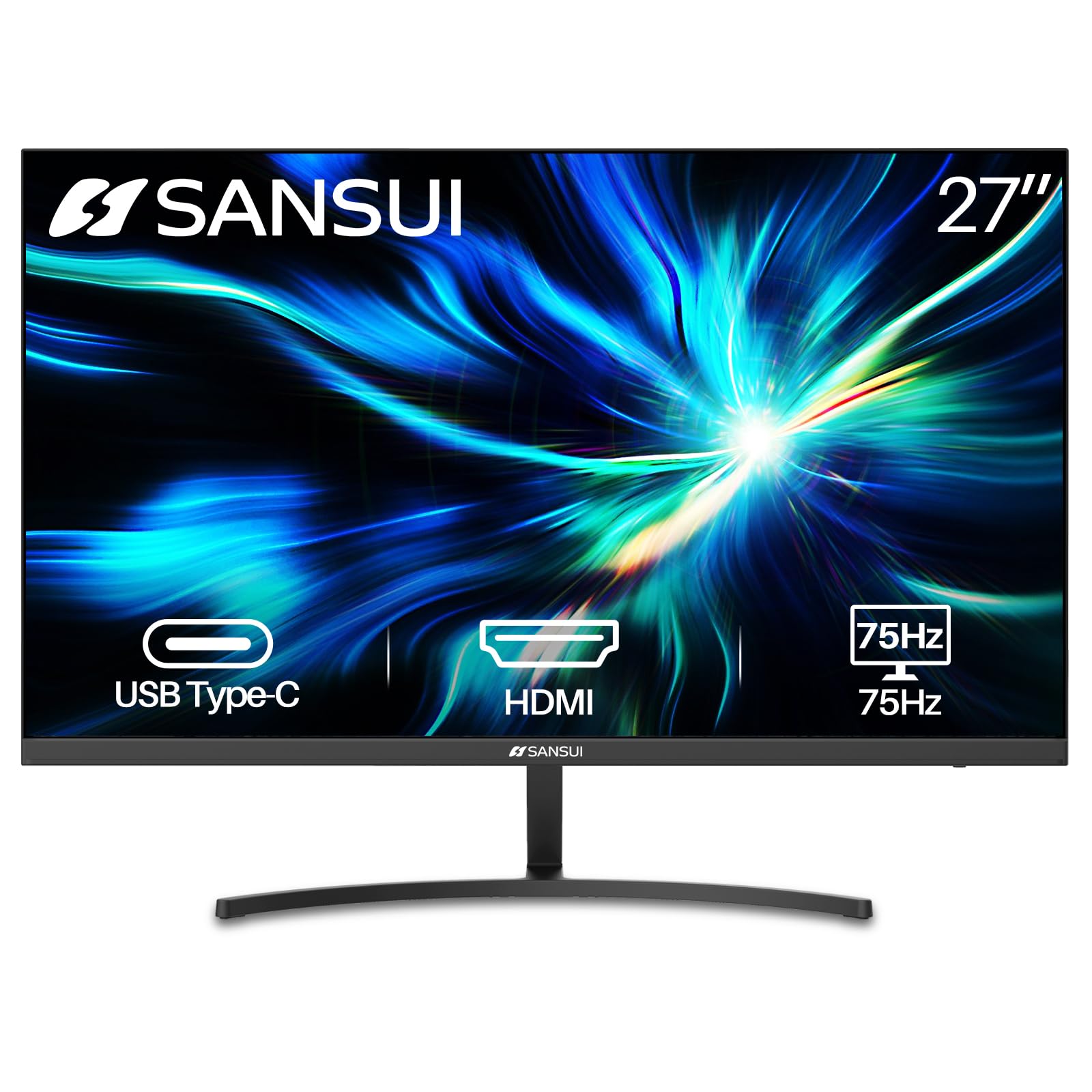 SANSUI Monitor 22 inch 1080p FHD 75Hz Computer Monitor with HDMI VGA,  Ultra-Slim Bezel Ergonomic Tilt Eye Care LED Display for Home Office  (ES-22F1