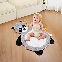 Baby Playmat, Thick Non-Slip Baby Mat for Floor for Crawling and Tummy Time, Foldable Cushioned Baby Playmat for Infants, Babies, Toddlers, Machine Washable, Racoon
