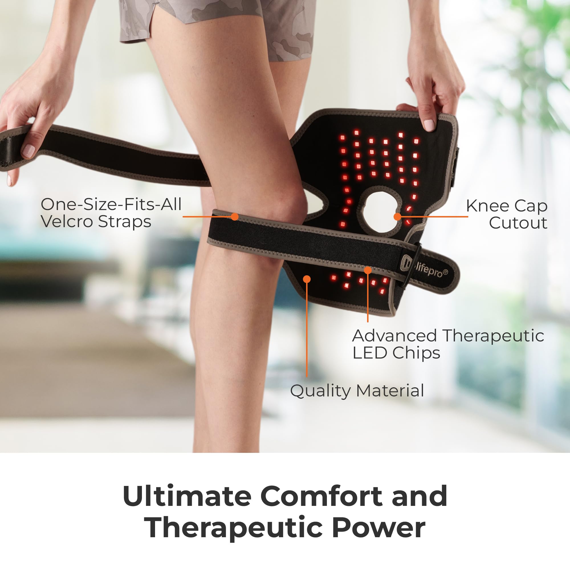 LifePro Vibration & Near Infrared Light Therapy Knee Brace - Red Light Therapy for Knee Device with Vibration for Faster Recovery & Knee Pain Relief- Great for Athletes & Beyond (Gray)