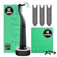 FLAUS Electric Flosser (Shark Tank) with 3 Speeds + 45 Replacement Heads - Easy Gliding Floss for Gentle Gum Care, Water Floss Alternative, Dentist Recommended Tooth Flossers, Eco Dental Floss Picks
