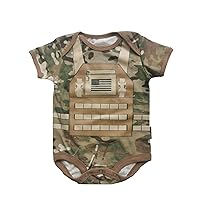 Trooper Clothing Future Soldier Flak Jacket Bodysuit - Multicam Camo Short Sleeve Baby Outfit for Army Air Force Enthusiasts