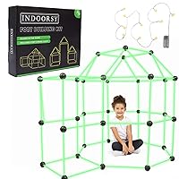 100pc Glow in The Dark Kids Fort Building Kit for Kids 4-8 and 8-12 | Tiny Home Kit for Indoor Fun | Toys for Kids Magic Fort Building Kit with Box, Storage Bag, Lights | Play Fort for All