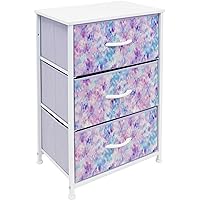 Sorbus Nightstand Storage Organizer Chest with 3 Drawers - Kids Girls, Boys Bedroom Furniture Chest for Clothes, Closet Organization - Steel Frame, Wood Top, Fabric Bin (3-Drawer, Blue/Pink/Purple)
