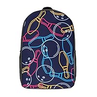 Bowling Ball Bowling Pins 17 Inches Unisex Laptop Backpack Lightweight Shoulder Bag Travel Daypack