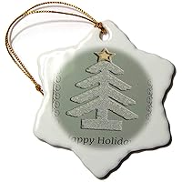 3dRose Green Tree with Gold Star, Happy Holidays - Ornaments (orn-15191-1)