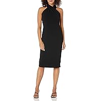 London Times Women's Pleated Neck Halter Sheath Dress Guest of Event Occasion