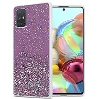Case Compatible with Samsung Galaxy A71 5G in Purple with Glitter - Protective TPU Silicone Cover with Sparkling Glitter - Ultra Slim Back Cover Case