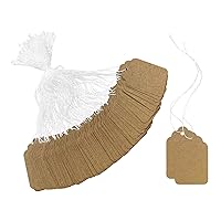 100pcs Kraft Paper Blank Tags with String, Price Tags Paper Hang Tags Writable Tag, Display Tags for Holiday Gifts Jewelry Clothing 1.9 × 1.2 Inches