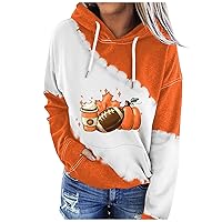 Women Thanksgiving Hoodies Casual Drawstring Long Sleeve Sweatshirts Loose Comfy Clothes With Pocket