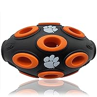 Pets First NCAA Clemson Tigers Football Treat Dispensing Toy for Dogs and Cats, Rubber Ball Dog Toy, Interactive Fun Dog Treat Toy, Natural Rubber Dog Feeding Toy