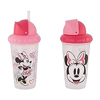 Toddler Sippy Cups for Boys and Girls | 10 Ounce Disney Sippy Cup Pack of Two with Straw and Lid | Durable Blue Leak Proof Travel Water Bottle for Toddlers