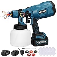Cordless Paint Sprayer, 1200ml Paint Sprayer Gun with 1500mAh Battery, 20V Paint Sprayer with 5 Copper Nozzles, 3 Spray Patterns, 10 Funnel Paper for Wall, Fence, Metal, Floor, DIY