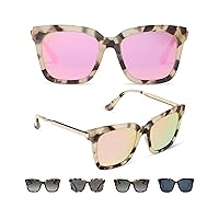 DIFF Bella Designer Square Oversized Sunglasses for Women UV400 Protection, Tortoise frame w/giftable travel case