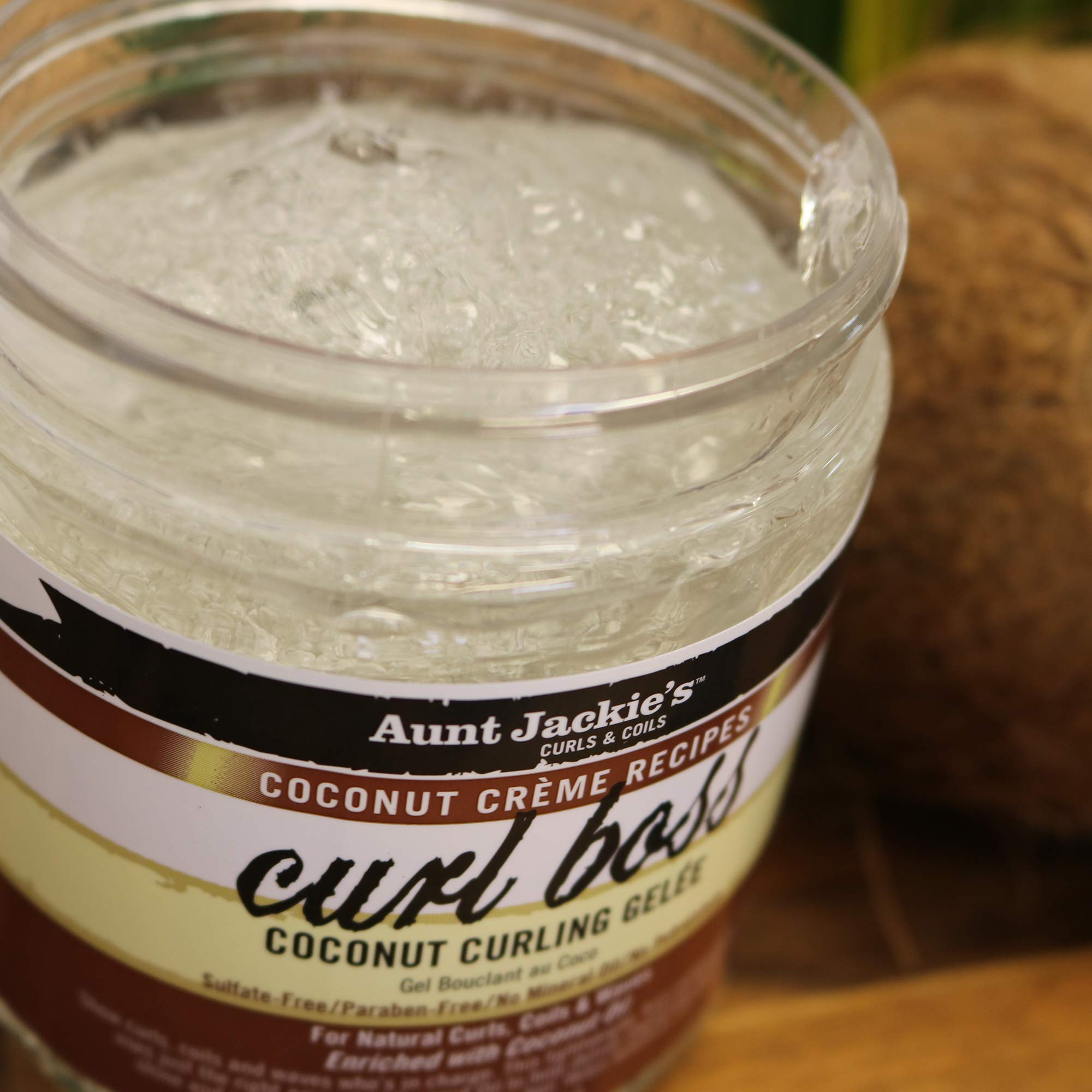 Aunt Jackie's Coconut Crème Recipes Curl Boss Coconut Curling Hair Gel for Naural Curls, Coils and Waves, 15 oz