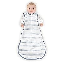 Amazing Baby Cotton Muslin Sleeping Sack, for Baby Boy or Girl, Wearable Blanket with 2-Way Zipper, Watercolor Stripes, Denim, Medium (6-12 Month)