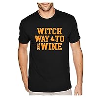 Men's Tee Halloween Witch Way to The Wine Fall Gift Crewneck Short Sleeve T-Shirt