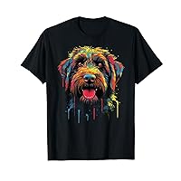 Wirehaired Pointing Griffon Colorful Griff Dog Face Black T-Shirt