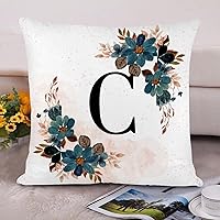 Zipped Pillow Cases for Home Decor Letter C Initial Monogram Alphabet Floral Throw Pillow Cover Farmhouse Cushion Cover Cases for Living Room Club Home Decor 16x16in