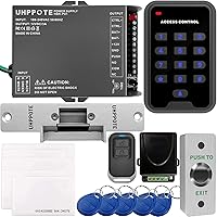 UHPPOTE 125KHz RFID EM ID Keypad Stand-Alone Door Access Control Kit with Strike Lock Remote Control Exit Button