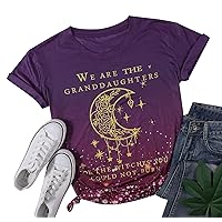 Women Halloween Witch T Shirt Witch Brew Shirts We are The Granddaughters of The Witches Shirt Retro Halloween Tee Top