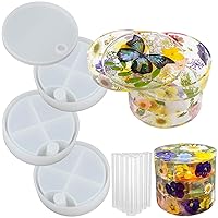 Rotatable Storage Box Epoxy Resin Silicone Molds Set 3-Layer Organizer with Lid and Bearings, Jewelry Casting Supplies Pack of 14-Count