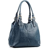 Women's Multi Compartments Bucklet Style Sturdy Vegan Leather Shoulder Bag Work School Tote Handbag