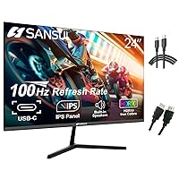 SANSUI 24 Inch Monitor with Built-in Speakers, USB Type-C 100 Hz FHD 1080P Monitor，HDMI DP HDR10 Game RTS/FPS Tilt Adjustable VESA Compatible for Working Gaming(ES-24X3 Type-C & HDMI Cable Included)