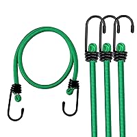 WORKPRO 24 Inch Bungee Cord with Hooks, 4 Pack Superior Rubber Heavy Duty Straps Strong Elastic Rope for Outdoor Tent, Luggage Rack, Camping, Cargo, RV, Bike, Transporting, Storage, Green