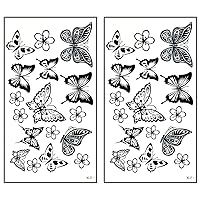 Mini Tattoos 2 Sheets Butterfly Waterproof Temporary Tattoo Festival Flash Fake Tattoo Body Art Make up Neck Shoulder arm Tattoos Cartoon Stickers Women Teens Girls Fashion Fun Party etc. (14)