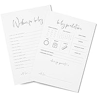 Baby Predictions & Advice Cards for Baby Shower Games Activity, Wishes for Baby, Advice for New Parents to Be – 30 Double-Sided Thick Cards – Minimalist