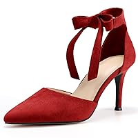 Womens High Heel Pointed Toe Pumps Ankle Tie Classic Office Special Dress Party Shoes
