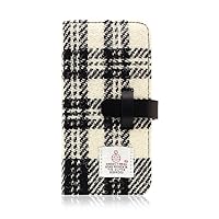 Harris Tweed Diary Flip Case for iPhone SE (3rd Generation, 2022), Genuine Leather iPhone Cover, for iPhone SE (2nd Generation), 8/7, White