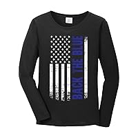 Threadrock Women's Honor & Respect Thin Blue Line Flag Long Sleeve T-Shirt