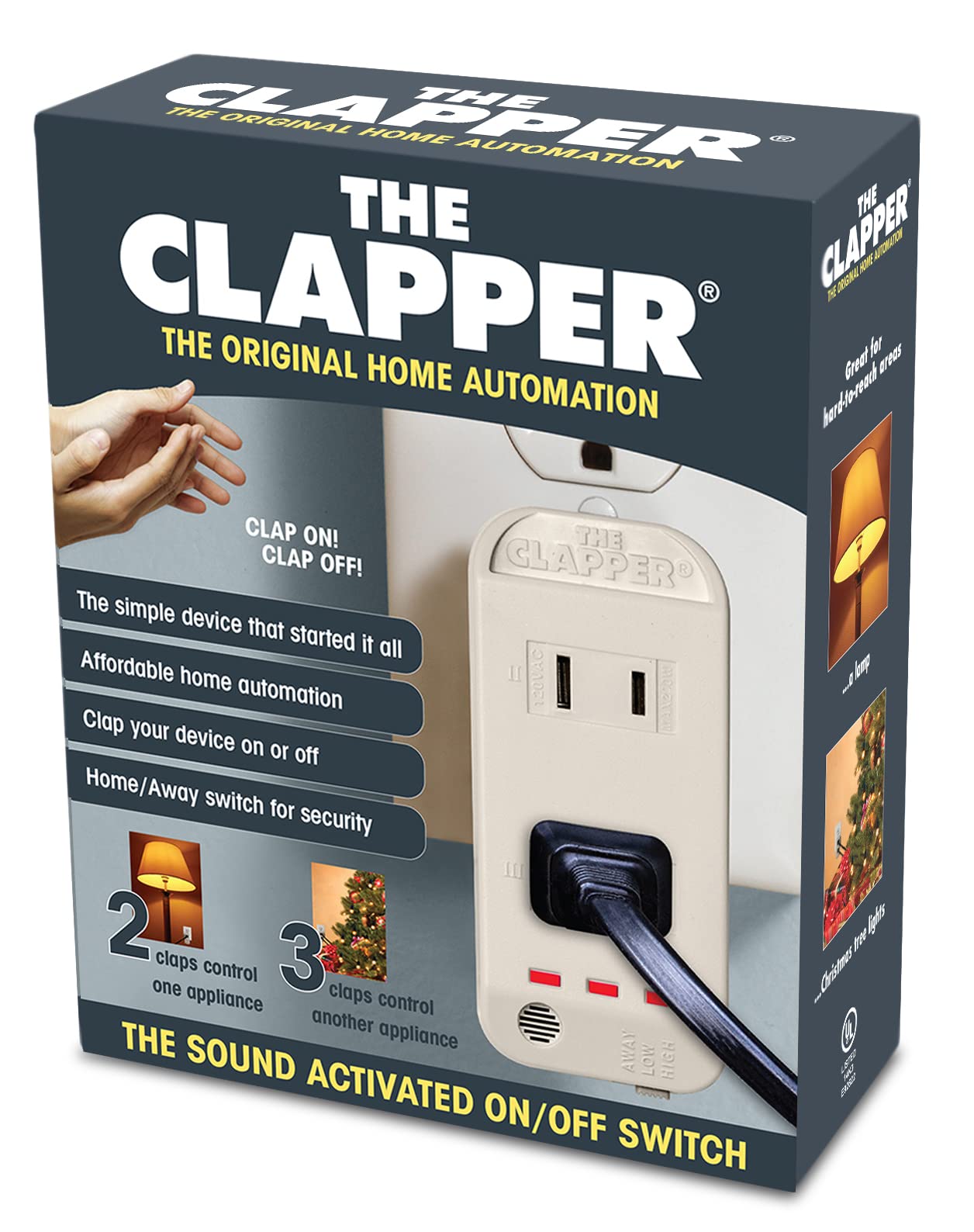 The Clapper, The Original Home Automation Sound Activated Device, On/Off Light Switch, Clap Detection - Kitchen Bedroom TV Appliances - 120v Wall Plug Smart Home Technology, As Seen On TV Home Gift