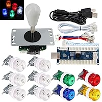 Arcade Game Stick DIY Kit Buttons with Logo LED 8 Way Joystick USB Encoder Cable Controller for PC MAME Raspberry Pi Color Mix