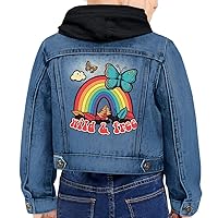 Wild and Free Toddler Hooded Denim Jacket - Rainbow Jean Jacket - Colorful Denim Jacket for Kids