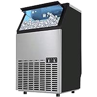 Countertop Nugget Ice Maker Ice Machine 120 Lbs Ice in 24 Hours with 33 Lbs Storage Capacity Large Commercial Household Ice Machine Milk Tea Shop Bar Automatic Ice Machine Ice Mach