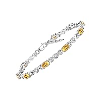 Rylos Bracelets for Women 925 Sterling Silver XOXO Hugs & Kisses Tennis Bracelet Gemstone & Genuine Diamonds Adjustable to Fit 7