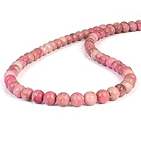 5MM Dainty Natural Smooth Rondelle Pink Rhodonite Bead Necklace Southwest Jewelry Sleeping Pink Rhodonite (19-20 Inch)