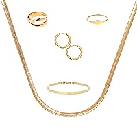 Waterproof Jewelry Bundle - Sweatproof Non Tarnish Necklaces Rings and Bracelets for Women - Hey Harper