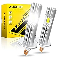 AUXITO 2024 Upgraded H1 LED Bulb, 1:1 Mini Size No Adapter Required, 6500K White, Non-Polarity, Fanless H1LL LED Fog Lights, Plug and Play, Pack of 2