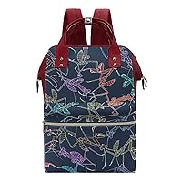 Cartoon Mantis Insect Casual Travel Laptop Backpack Fashion Waterproof Bag Hiking Backpacks Red-Style