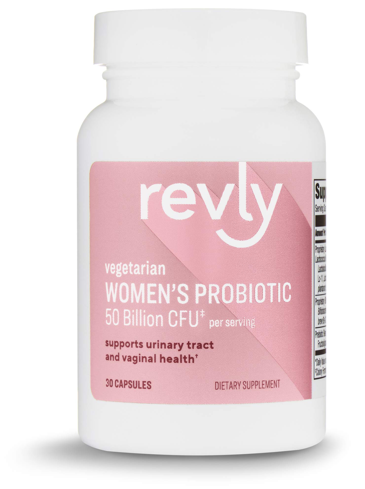 Amazon Brand - Revly One Daily Women's Probiotic, Support Urinary Tract and Vaginal Health, 50 Billion CFU (7 strains), Lactobaccilus and Bifidobacteria blend, 30 Capsules