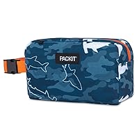 PackIt Freezable Snack Box, Camo Shark, Built with EcoFreeze Technology, Collapsible, Reusable, Zip Closure with Buckle Handle, Great for Fresh Snacks on the go