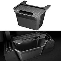2024 Newest Rear Center Console Organizer for Tesla Model Y Accessories, [Hidden Design] [More Storage Capacity] Military Grade TPE Trash Can Storage Box, Fit for Tesla Model Y 2024-2020